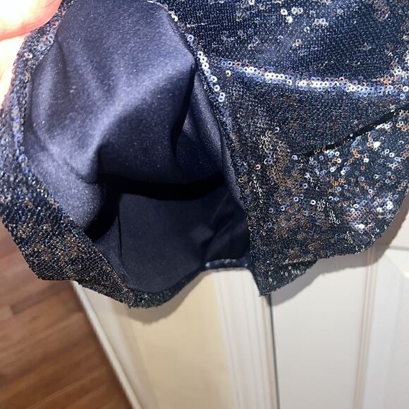 Gorgeous Women’s M cocktail New Years Eve Sequined Navy Blue Dress - Picture 7 of 16